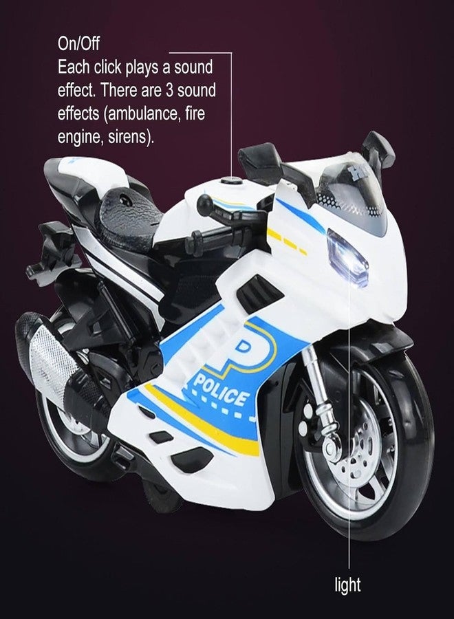 TONIRY Police Motorcycle Toy - Pull Back Motorcycle Toys, Tiny Gift with Music Lighting, Latte Motorcycles Toy for Kids Boys Age 3-8 Year Old [Multicolor] (Sports Motorcycle Bike-Multicolor) - Image 4